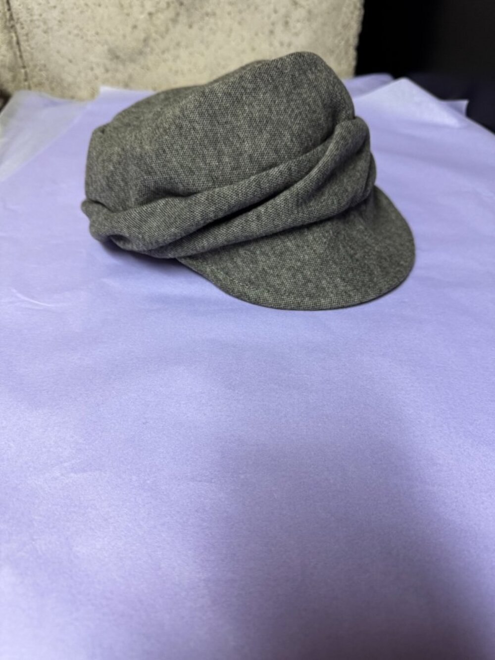 Slouchy Newsboy Cap Ruched Visor Beret Beanie Hat Grey - Picture 5 of 5